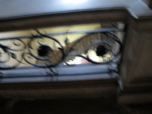 At the top of the stairs.